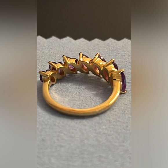 NWT AFRICAN AMETHYST 7 STONE RING IN VERMEIL YG/ STERLING SILVER 7 - Picture 7 of 13